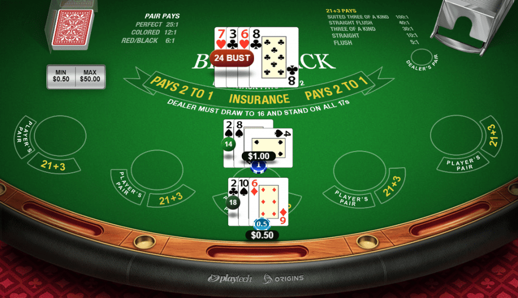 The dealer takes cards until he stands or goes bankrupt.